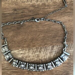 Beautiful rhinestone brushed nickel necklace